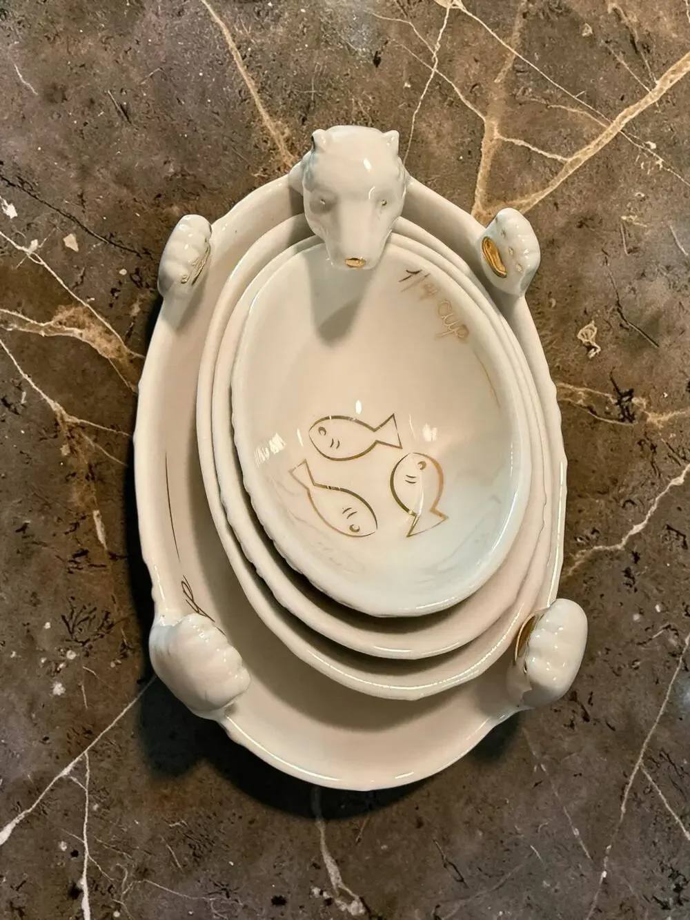 Rare Anthropologie Polar Bear Nesting Measuring Cups - Set of 4 -